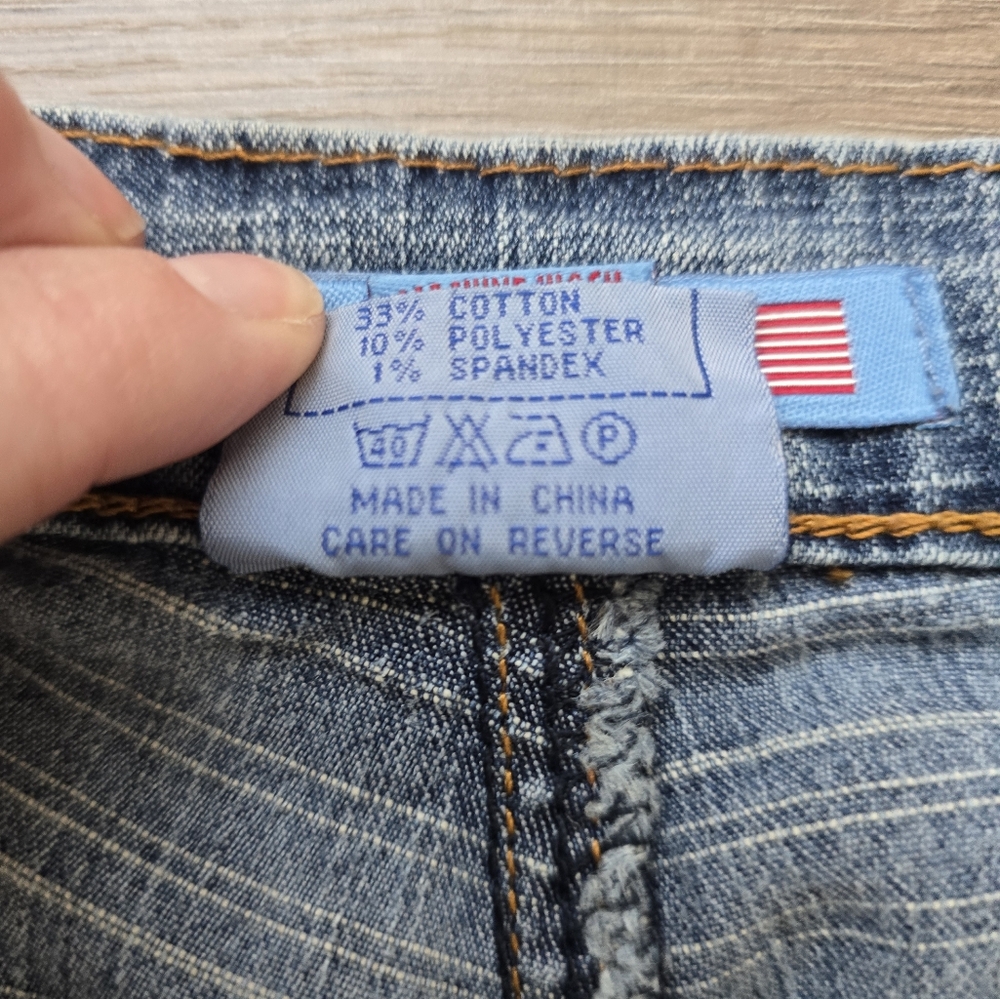Y2K Apollo Jeans Straight Leg Capri Lowrise Front Pockets Button Detail Sz 11/12 - Picture 6 of 10